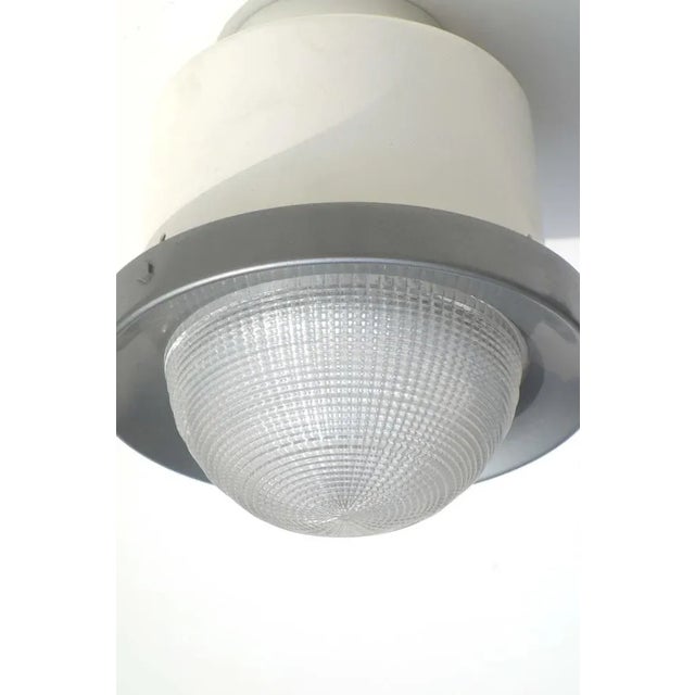 Ceiling lamp Stilnovo Milan, 1950 White enamel metal Printed glass diffuser Steel details "Stilnovo" label to Decalcomia...