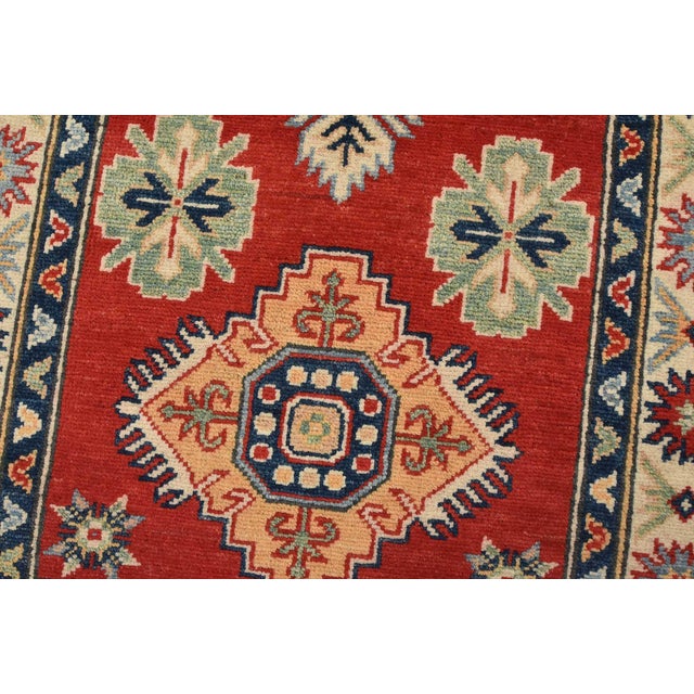 Kazak Runner 2’8” X 9’5” Red Wool Tribal Hand-Knotted Oriental Rug For Sale - Image 4 of 13