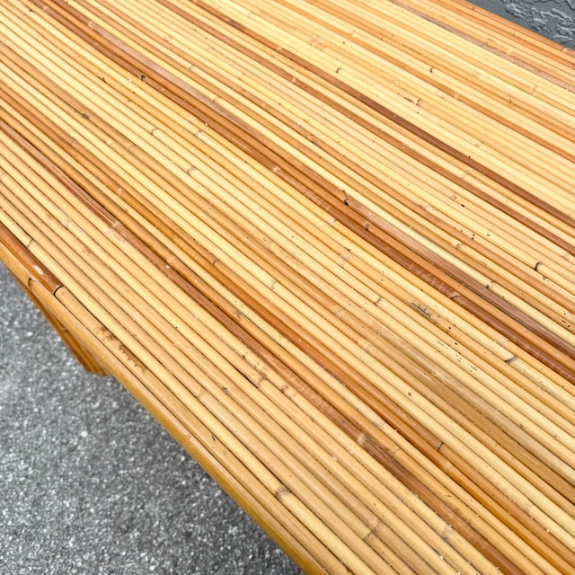 Brown Vintage Boho Chic Pencil Reed Bamboo Writing Desk For Sale - Image 8 of 10