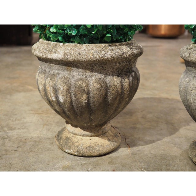 French Pair of Small 1960s French Reconstituted Stone Planters by Grandon Frès For Sale - Image 3 of 12