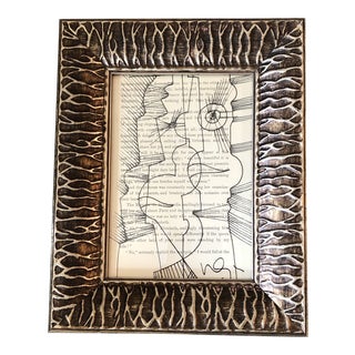 Original Contemporary Wayne Cunningham Abstract Ink Drawing Framed For Sale