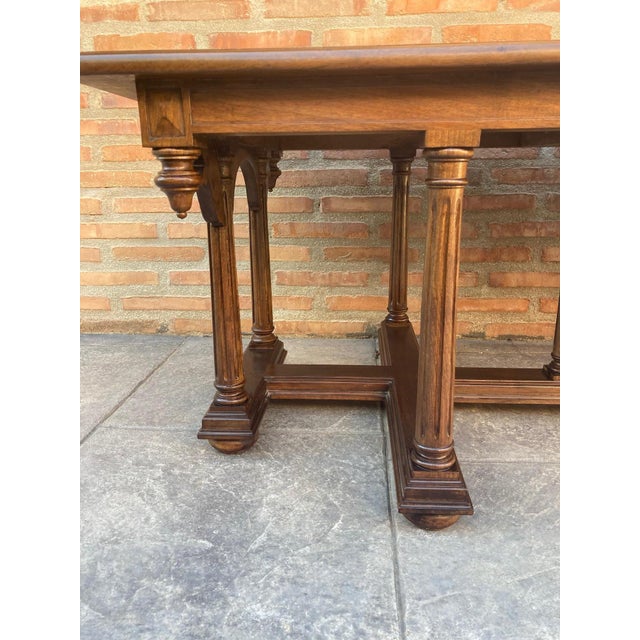 Late 19th Century Spanish Carved Coffee table with Wood Stretchers For Sale - Image 4 of 18