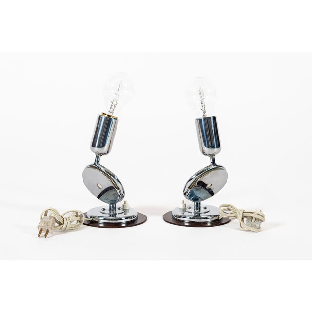 Metal Antique Art Deco Bauhaus Table Lamps With Glass Photo Inserts - a Pair For Sale - Image 7 of 11
