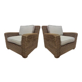 Vintage Ralph Lauren Attributed Rope Coastal Club Chairs, Pair For Sale