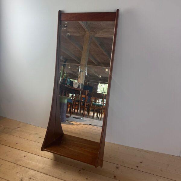 Vintage teak mirror with shelf, Denmark 1960