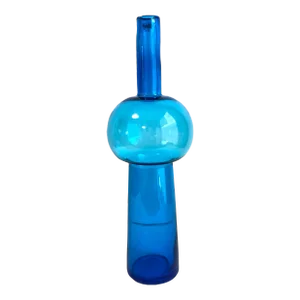 VeArt Venezia Art Glass Vase Decanter Murano Italy Turquoise Blue Sculptural Vessel