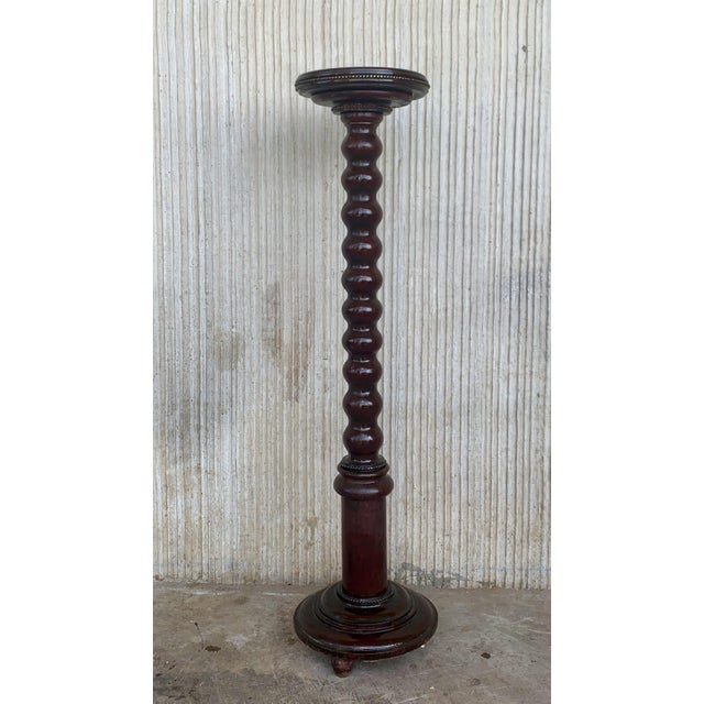 Early 20th Century Renaissance Turned Columns Pedestals in Walnut For Sale - Image 16 of 18