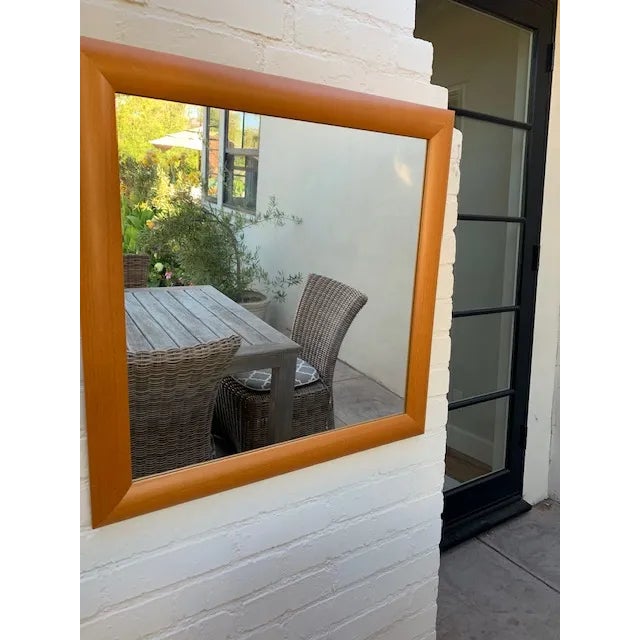 Vintage Artisan Mid 20th Century Wood Framed Wall Mirror For Sale - Image 4 of 8