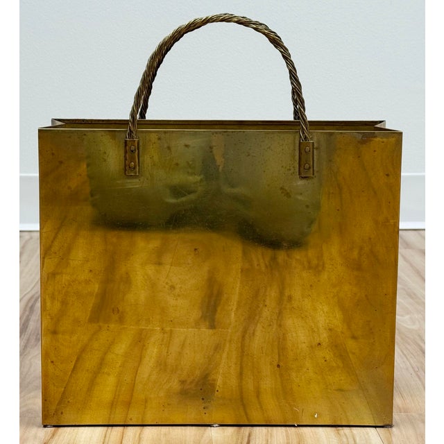 Gio Ponti Vintage Italian Brass Shopping Gift Bag Gio Ponti Attributed For Sale - Image 4 of 11