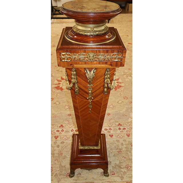 Early 20th Century Bronze Mounted French Louis XV Style Kingwood Column Pedestal For Sale - Image 4 of 11
