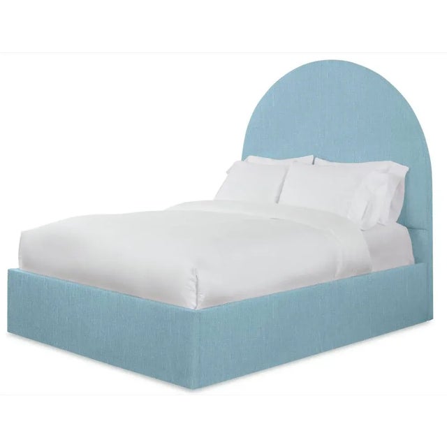 Casa Cosima Poppy California King Headboard, Mosaic Blue Linen For Sale - Image 4 of 5