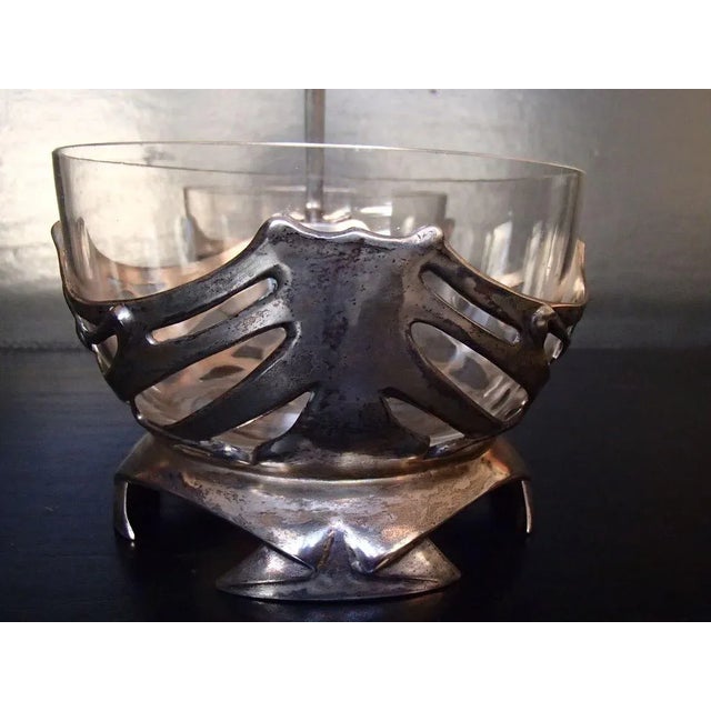 Metal Antique Pewter & Crystal Glass Double Bowls from Bingit Zinn For Sale - Image 7 of 18