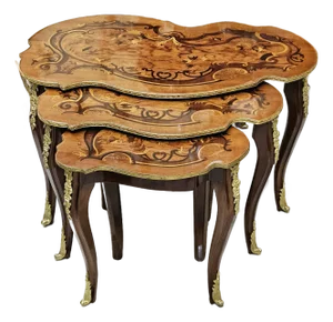 French Style Louis XV Wood Nesting Tables