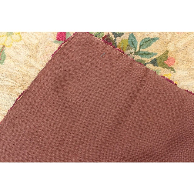 Yellow Vintage American Hooked Rug With Red Rose and Yellow Flower Bouquets 3'2"x4'3" For Sale - Image 8 of 8