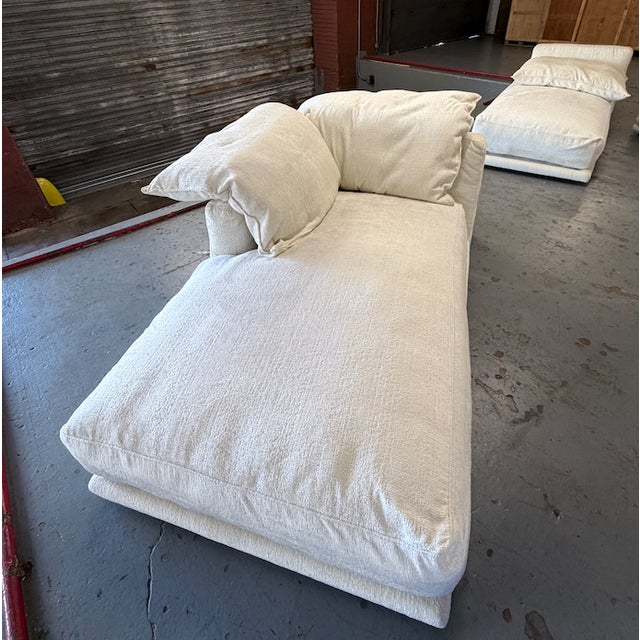 Textile Montauk "Jill" Modular Sofa in Cream Off-White Velvet With Armless Chaise and Chair For Sale - Image 7 of 18