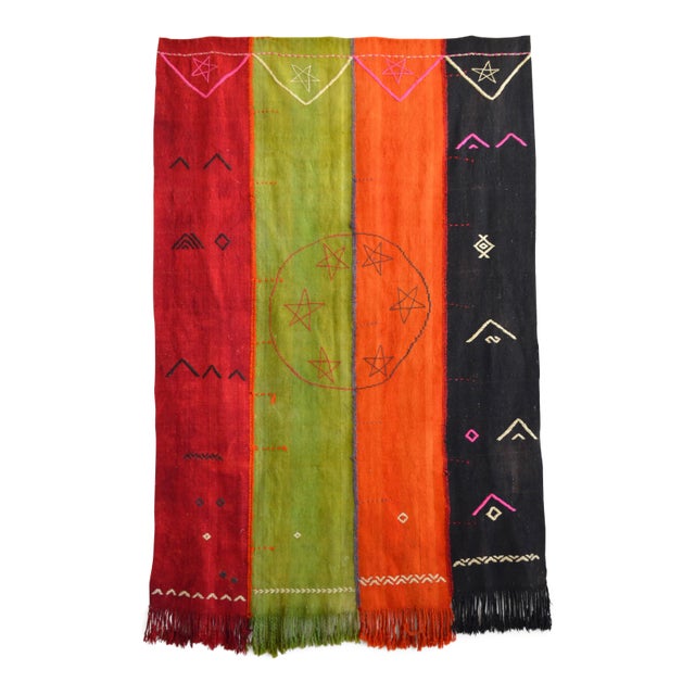 Vintage Turkish Rug Hand Woven Tribal Kilim Tapestry Area Rug Wall Decor - 4′2″ × 6′4″ For Sale