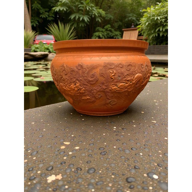 Large Dragon Terracotta Pot Garden Planter For Sale - Image 6 of 12