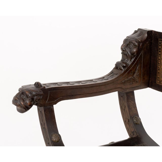 Brown Renaissance Revival Walnut Savonarola Chair For Sale - Image 8 of 10