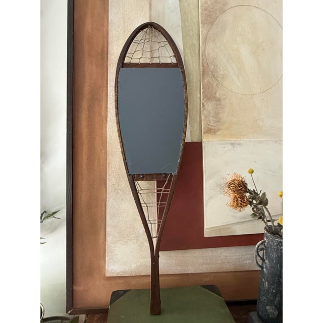 Vintage Snowshoe Mirror Wall Shelf For Sale In Chicago - Image 6 of 12