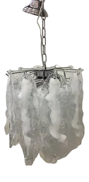 Italian Murano Glass and Chrome Sputnik Chandelier by Simoeng