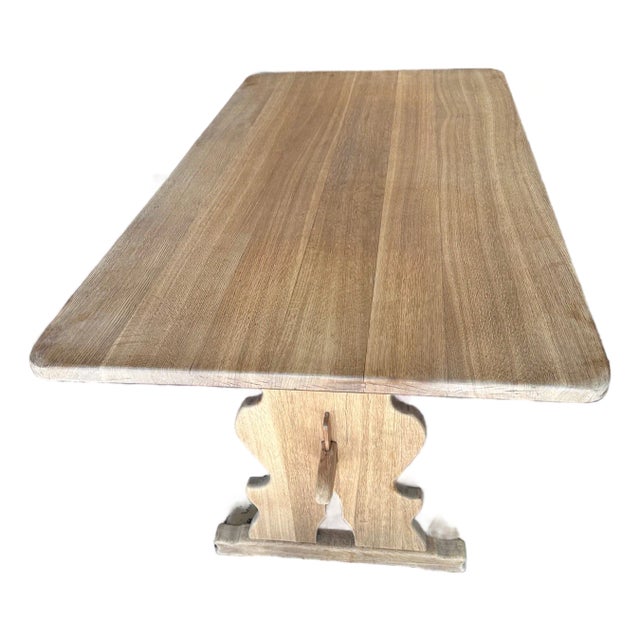 Henning Kjaernult Style White Oak Danish Trestle Dining Table With Breadboards For Sale