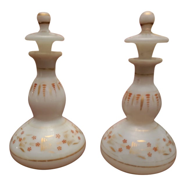 Antique Baccarat Style French Opaline Perfume Bottles - Set of 2 For Sale