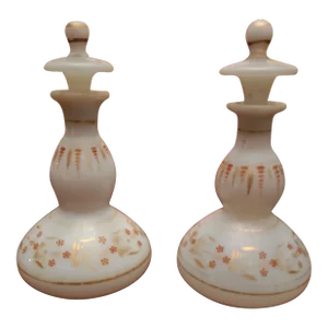 Antique Baccarat Style French Opaline Perfume Bottles - Set of 2