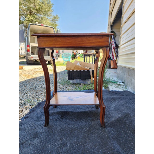Early 20th Century Vintage Marquetry Inlaid Vanity /and Mirror For Sale - Image 5 of 9