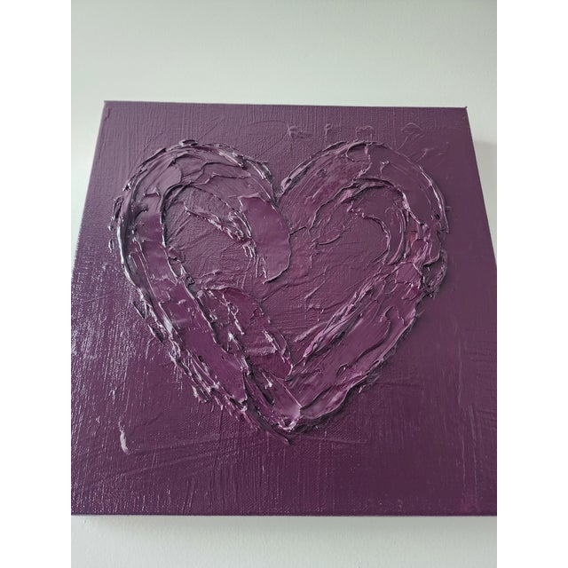 Heavily textured, plum colored, beautiful abstract heart painting. 12"X12". *Please note, colors may vary per screen.