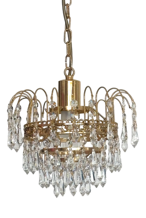 Brass and Lead Crystal Chandelier by Joska Bodenmais, 1970s