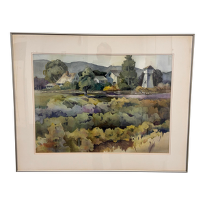 Charlotte Panton Rossi Home Place Framed Watercolor, Circa 1996