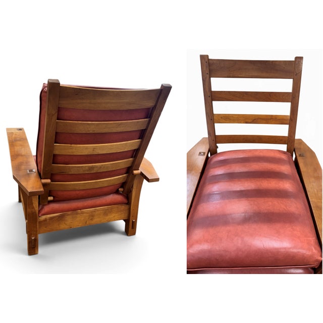 Brown Stickley Spindle Reclining Leather Morris Chairs, a Pair For Sale - Image 8 of 18