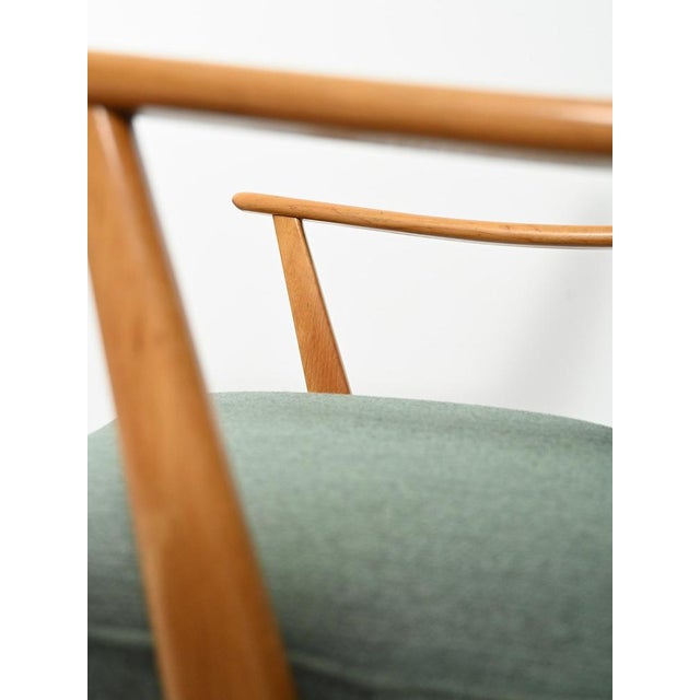 Brown Scandinavian Armchair in Sage Green Wool, 1960s For Sale - Image 8 of 11