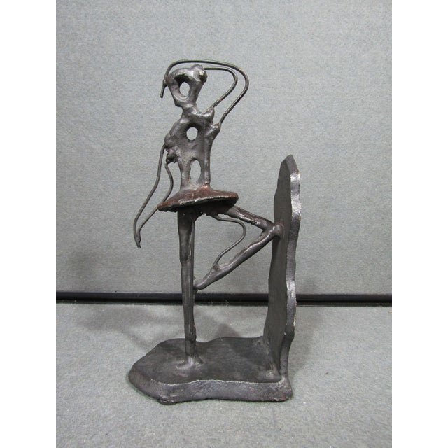 1980s Vintage Brutalist Abstract Ballerina Metal Bookend Sculpture For Sale - Image 5 of 9