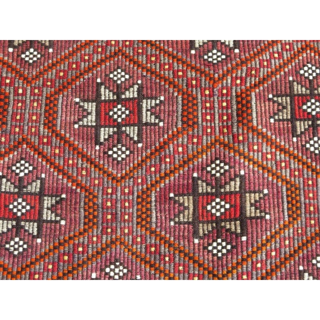 Textile 1960's Embroidered Nomad Kilim - 74"x118" For Sale - Image 7 of 9