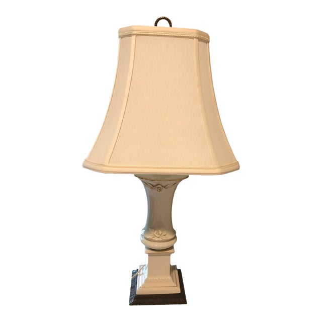 Vintage Porcelain Lamp With Shade For Sale