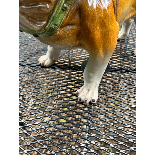 Traditional Large Ceramic Painted Bulldog Sculpture For Sale - Image 3 of 12