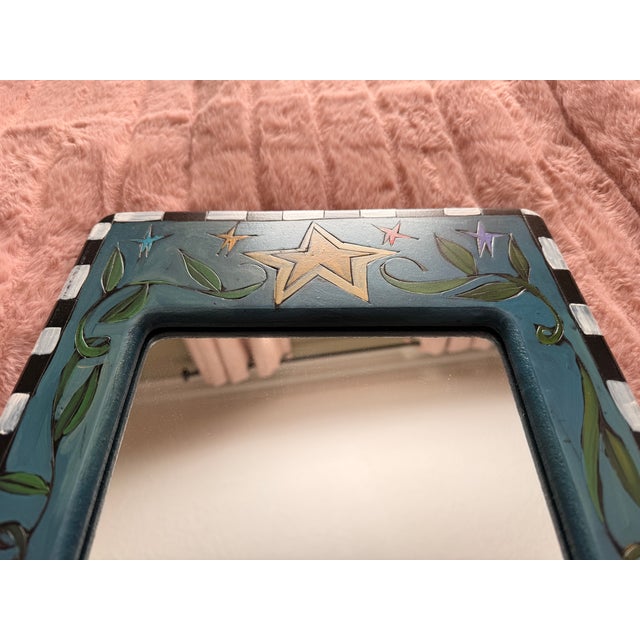 Beautiful Painted Artisan Mirror by Sticks by Sarah Grant, 1997, "You Are a Star" For Sale In Miami - Image 6 of 10