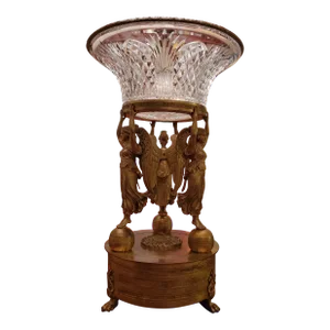 Antique French Empire Napoleon Crystal Bronze Massive Centerpiece