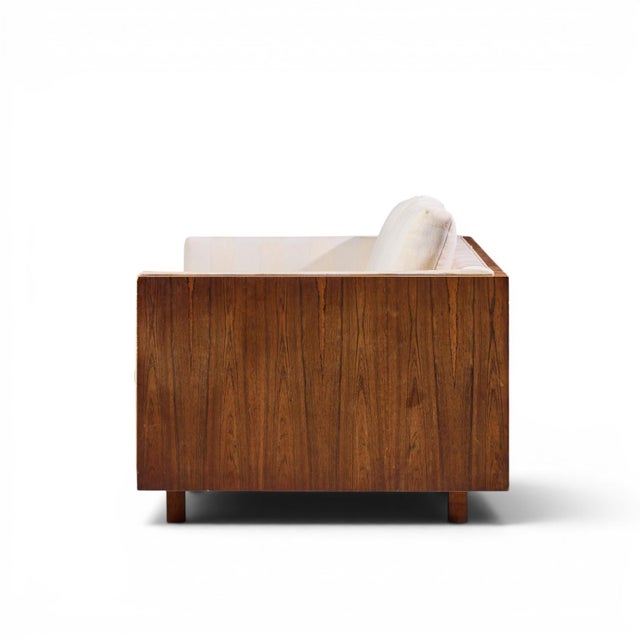 Wood Milo Baughman for Thayer Coggin Style Mid Century Rosewood Case Loveseat Sofa - Pair For Sale - Image 7 of 12