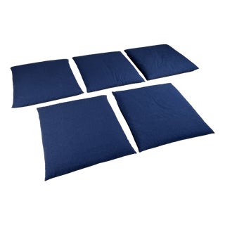 Vintage Indigo Zabuton Floor Cushions, 1980s, Set of 5 For Sale