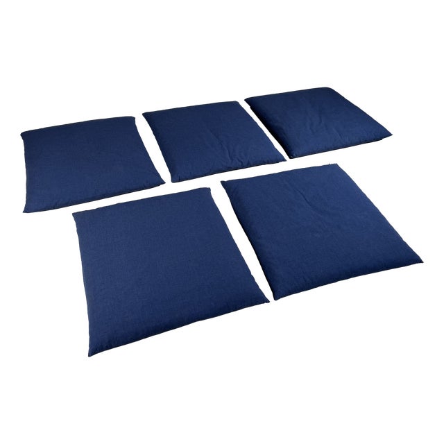 Vintage Indigo Zabuton Floor Cushions, 1980s, Set of 5 For Sale
