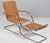 Ludwig Mies van der Rohe lounge chair with ottoman, rattan seat and back. Steel frame. Model MR20, made by Stendig. This...