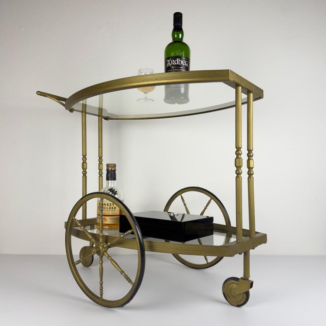 Vintage Metal Bar Cart, Italy, 1950s For Sale - Image 11 of 18