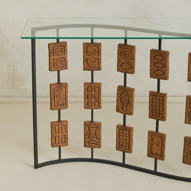 Brutalist Italian Brutalist Terracotta + Iron Console by Mario Giani (Clizia), 1970s For Sale - Image 3 of 11