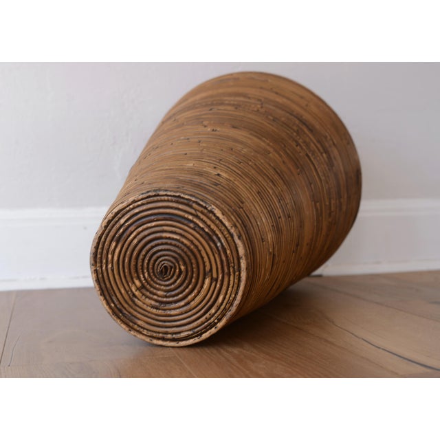 Vintage Boho Gabriella Crespi Style Pencil Reed Rattan Floor Vase For Sale - Image 12 of 12