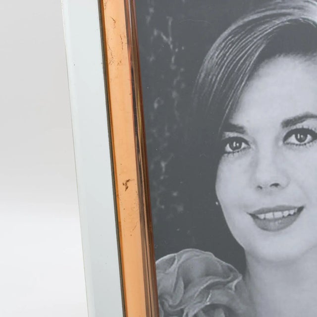 Metal French Copper Pink and Silver Mirrored Glass Picture Frame, 1940s For Sale - Image 7 of 10