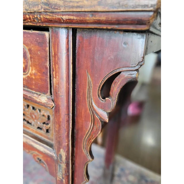 Vintage Imported Chinese Sideboard With Waxed Seal and Hidden Compartment For Sale - Image 11 of 13