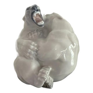1970s Royal Copenhagen Fighting Polar Bears Figurine Number 2317 Denmark - With Stand For Sale