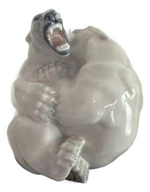 1970s Royal Copenhagen Fighting Polar Bears Figurine Number 2317 Denmark - With Stand